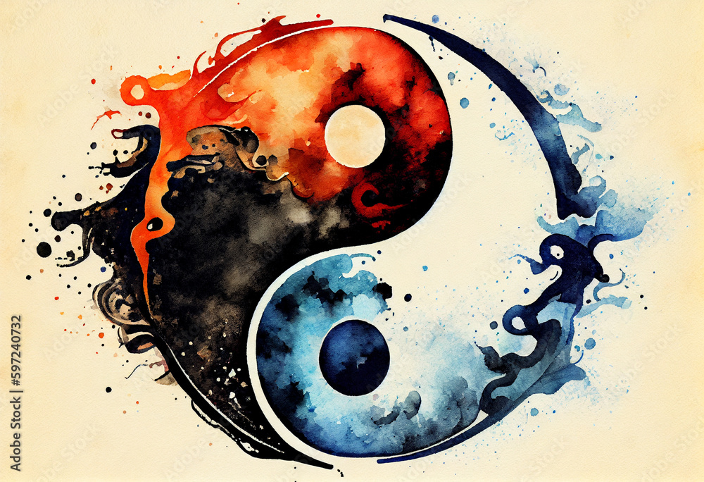 An abstract depiction of the yin and yang symbol, representing the ...