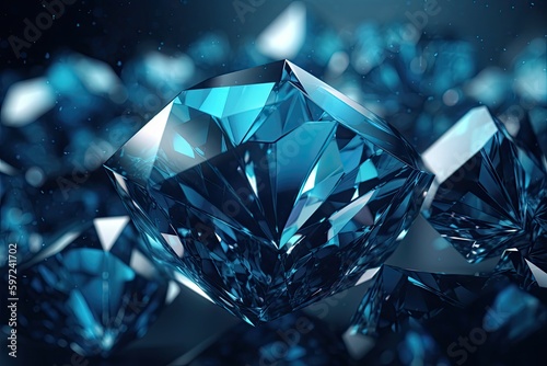 A Generative Sparkle of Luxury  Brilliant Blue Diamonds   Precious Gemstones  Generative AI