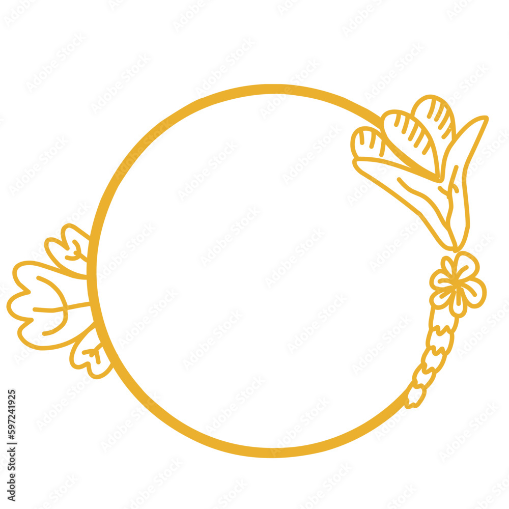 Obraz premium Gold Circle Wreath Frame 