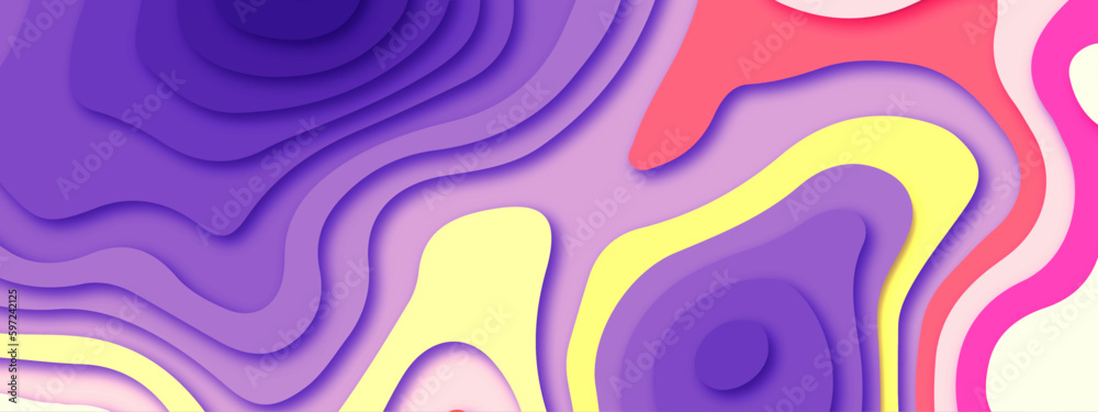Abstract colorful paper cut wavy liquid background layout design. abstract background with waves. Abstract papercut and multi layer.
