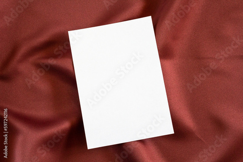 close up blank card flat lay or mock up