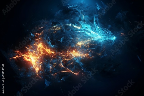 Abstract bright background. Explosion in space. Generative AI.