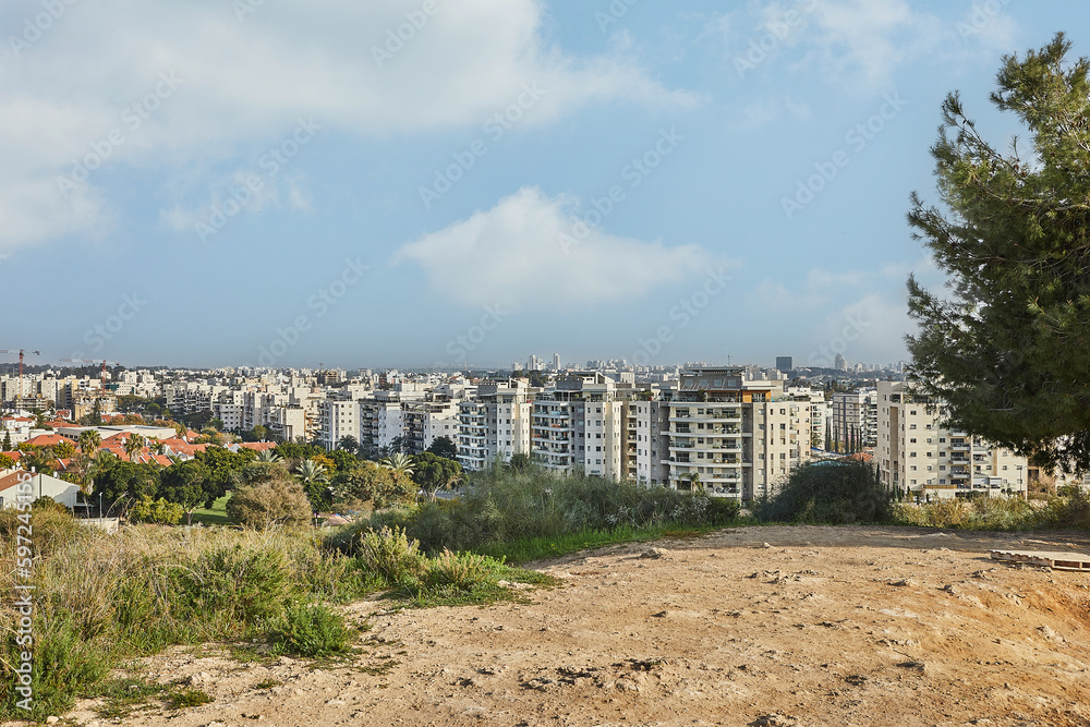 New urban area and construction of new houses, next to the city park New urban area and construction of new houses, next to the city park