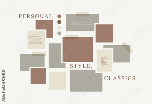 Vector photo collage template moodboard pictures grids vector illustration