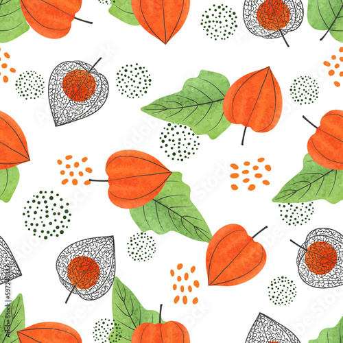 Seamless Physalis flowers, ...