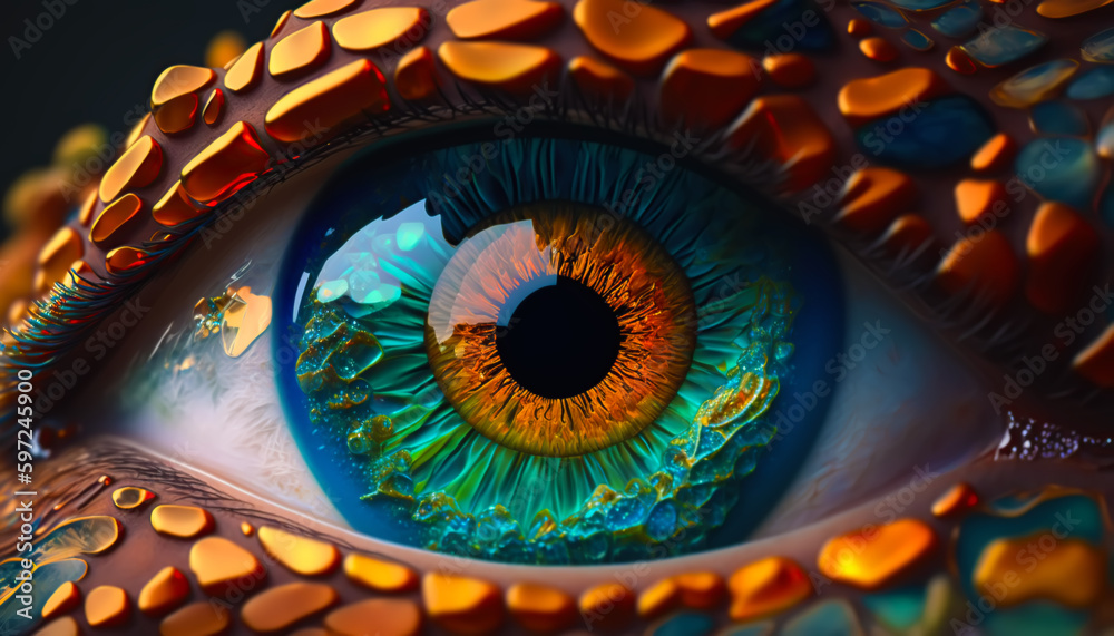 illustration. dragon eyeball, multicolored abstraction	