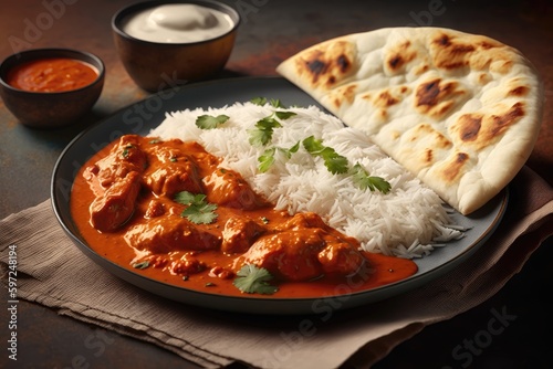 An image of a plate of chicken tikka masala with tender Generative AI 4