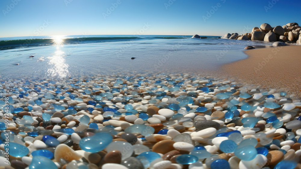 Obraz premium pebbles on the beach. Generative Ai