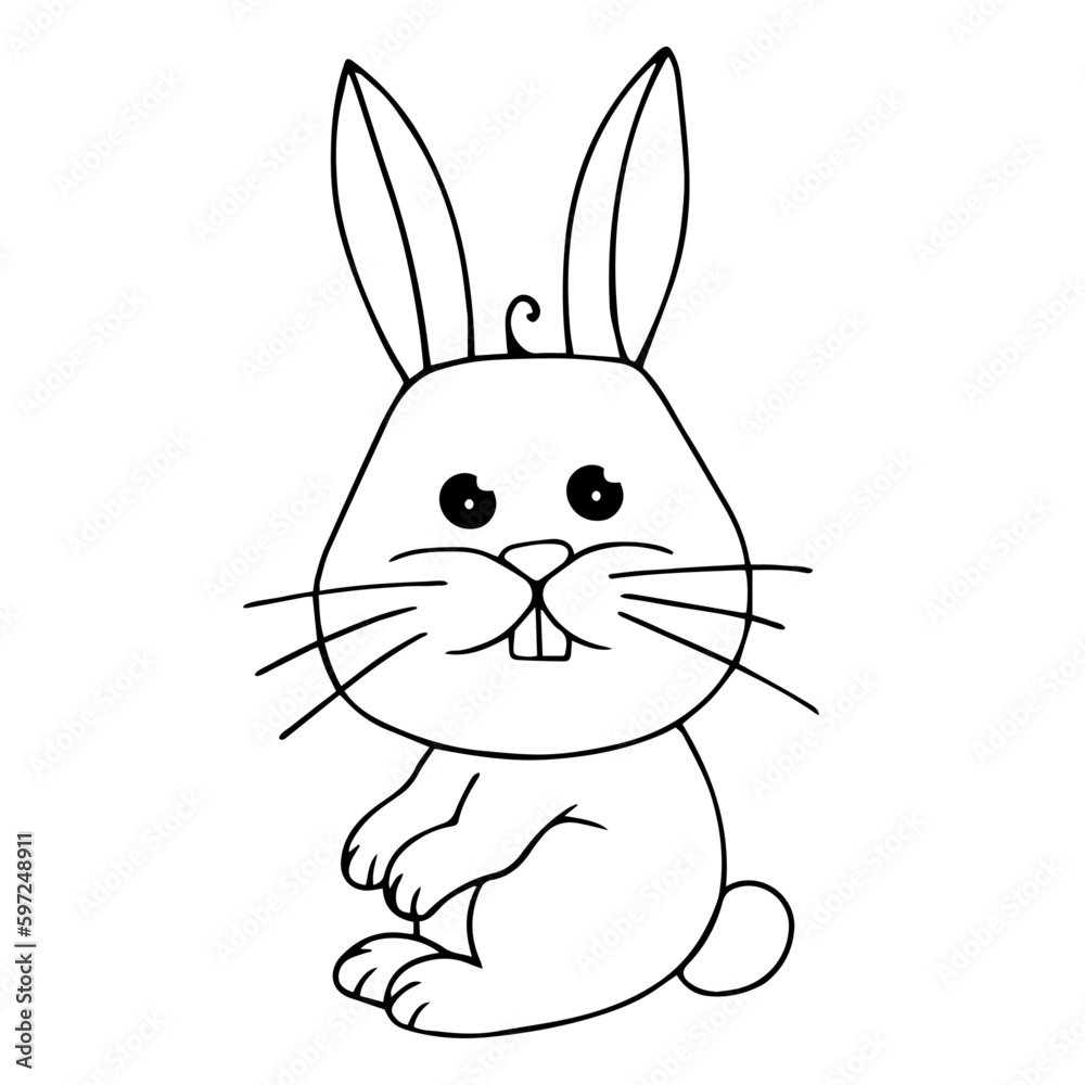 Linear sketch, coloring of a little bunny, rabbit. Vector graphics. Linear sketch, coloring of a little bunny, rabbit. Vector graphics.