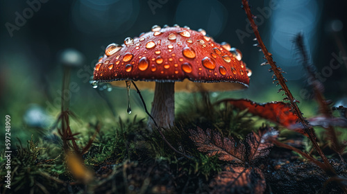 mushroom in the forest. Generative Ai