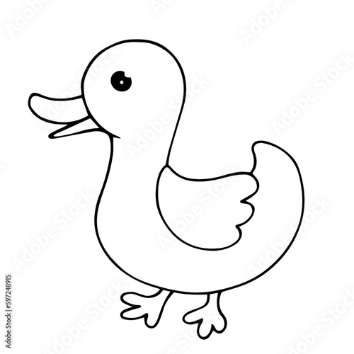 Linear sketch, coloring little duckling.Vector graphics.