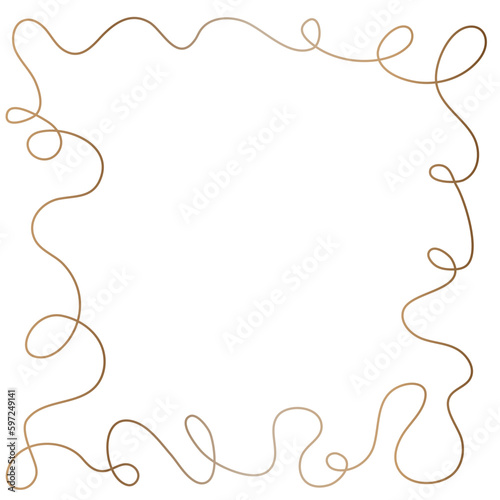 Luxury golden ribbon line frame with blank space and place for text on white background