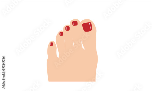 Female Toe attractive feet on the white background