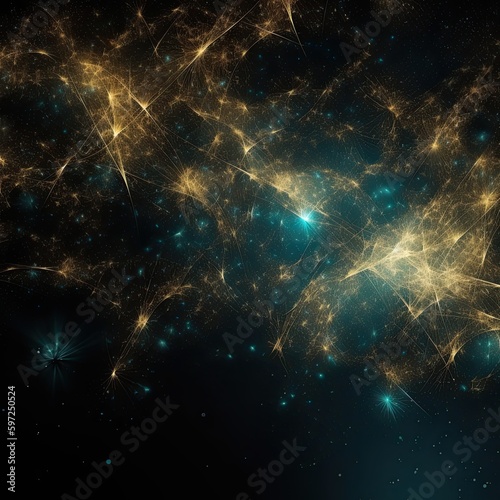 Mysterious Glittering Night Sky â€“ A Shiny Black and Gold Nebula of Stars to Decorate Any Holiday: Generative AI
