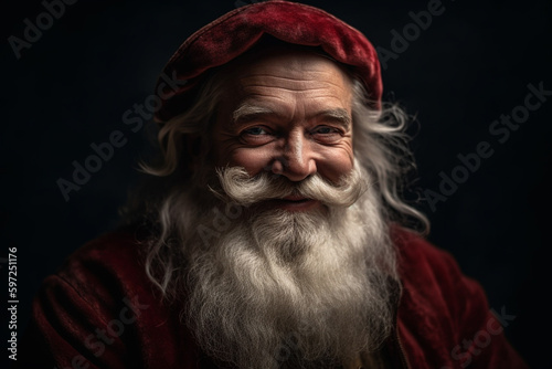 santa claus old happy man is smiling portrait. Generative AI