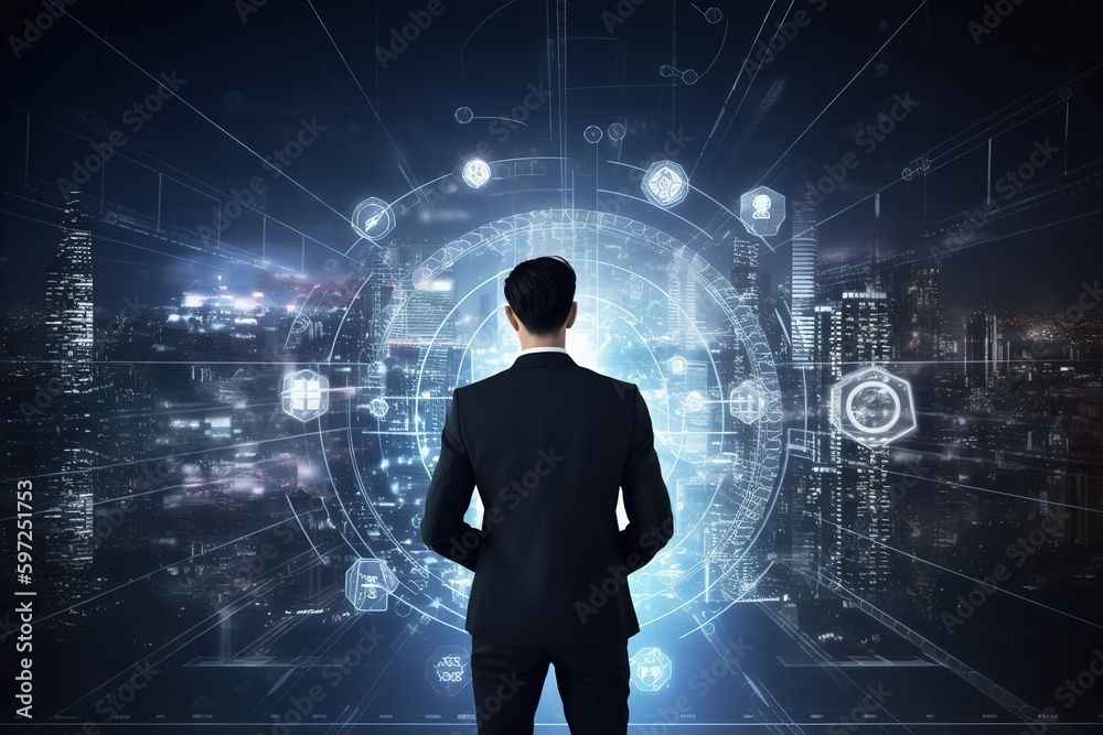 cyber security concept with businessman protect data and privacy and data privacy protection concept with shield and lock icon, ai cyber security concept with businessman protect data and privacy and data privacy protection concept with shield and lock icon, ai