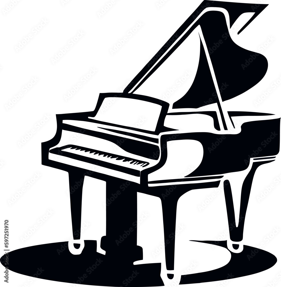 Piano vector illustration isolated on white background Piano vector illustration isolated on white background