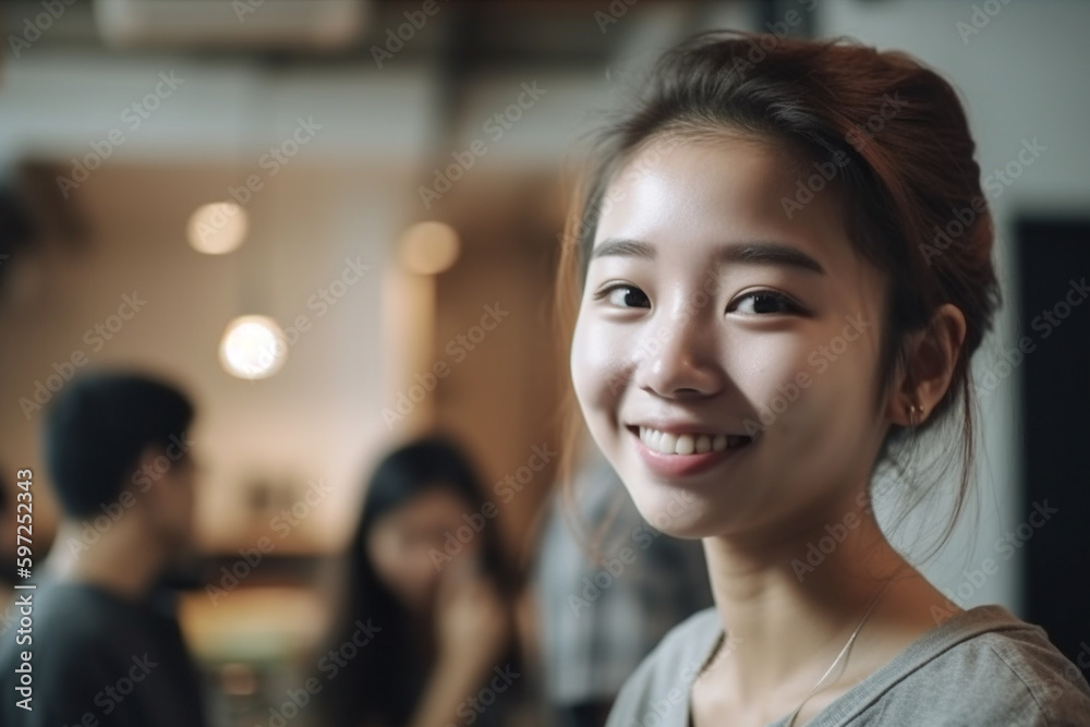 young adult woman or teenager at home or in an apartment, fictional location. Generative AI young adult woman or teenager at home or in an apartment, fictional location. Generative AI