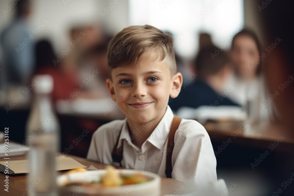 young toddler, boy is satisfied and happy. Generative AI young toddler, boy is satisfied and happy. Generative AI