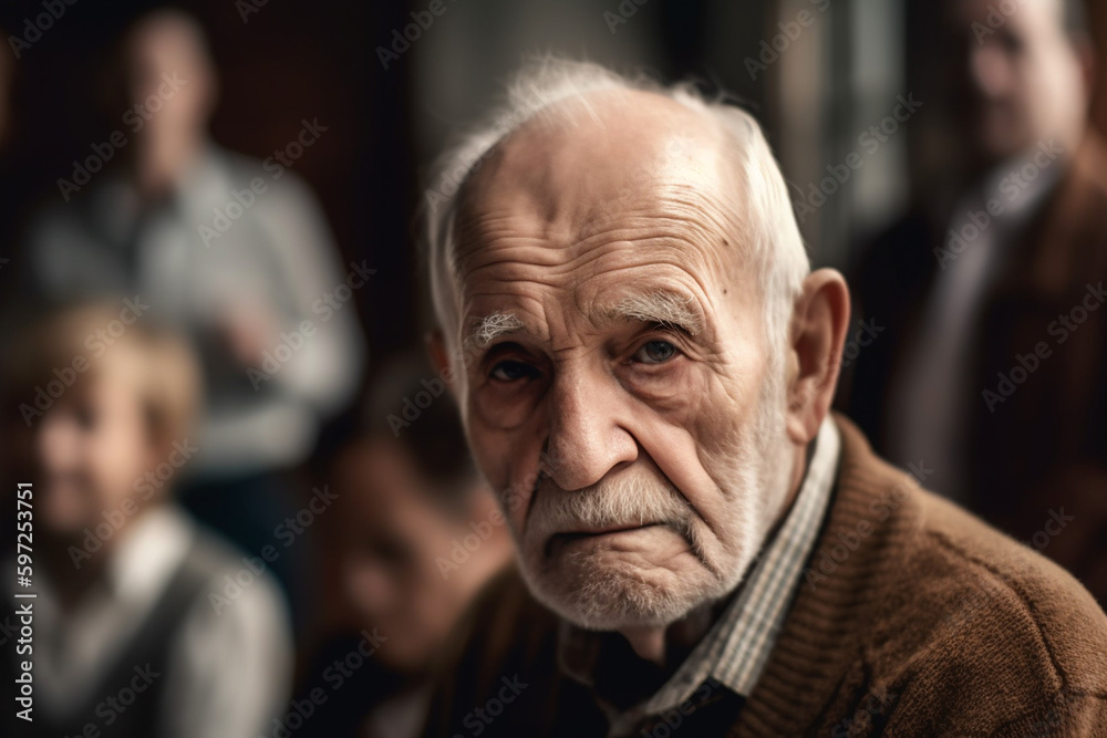 old man closeup face, sad or unmotivated. Generative AI old man closeup face, sad or unmotivated. Generative AI