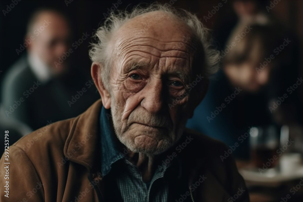 old man closeup face, sad or unmotivated. Generative AI old man closeup face, sad or unmotivated. Generative AI