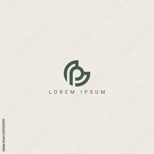 Modern unique letter CP PC logo icon design template elements.