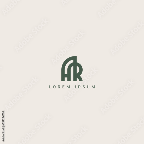 Modern unique letter AR RA logo icon design template elements.