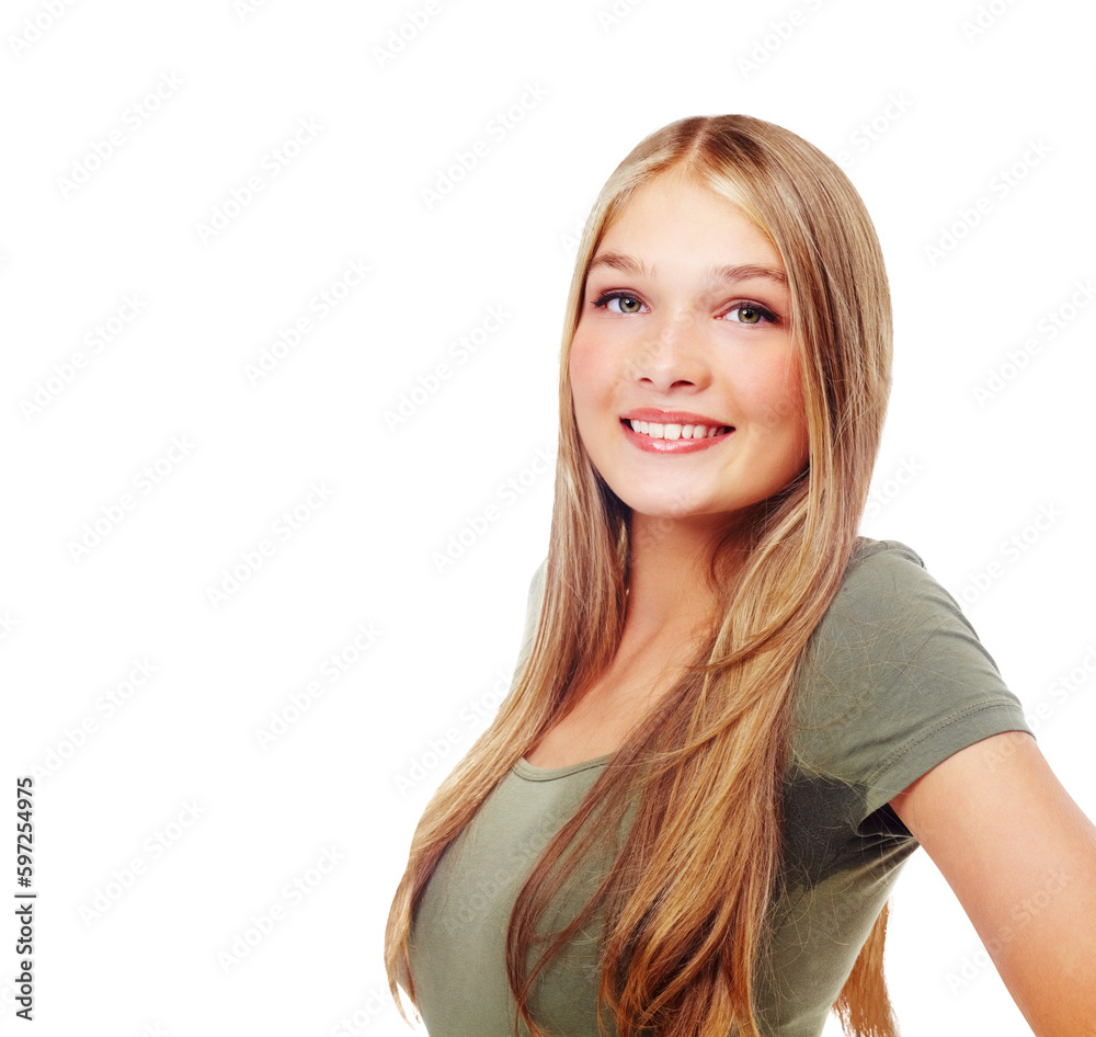 Happy, beauty portrait and young gen z person with happiness of a teenager with confidence and casual fashion. Joy, proud and female teen model with smile isolated on transparent, png background Happy, beauty portrait and young gen z person with happiness of a teenager with confidence and casual fashion. Joy, proud and female teen model with smile isolated on transparent, png background