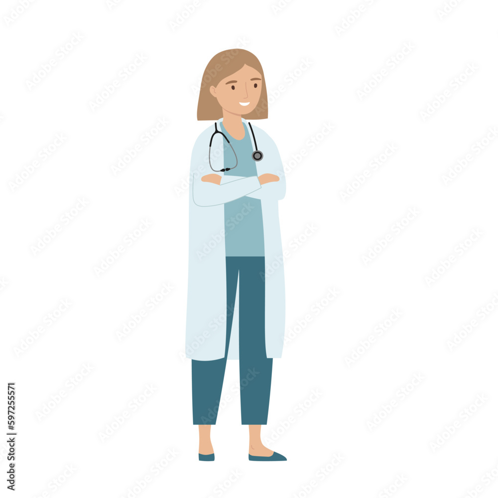 Young female doctor with stethoscope. Medicine and healthcare concept. 