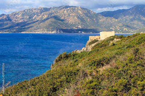 Sea coast landscape in Sardinia near Villasimus