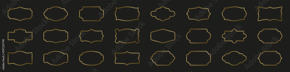 Golden Labels set. Golden borders set Golden Labels set. Golden borders set