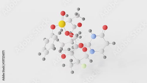 sofosbuvir molecule 3d, molecular structure, ball and stick model, structural chemical formula hcv polymerase inhibitors
