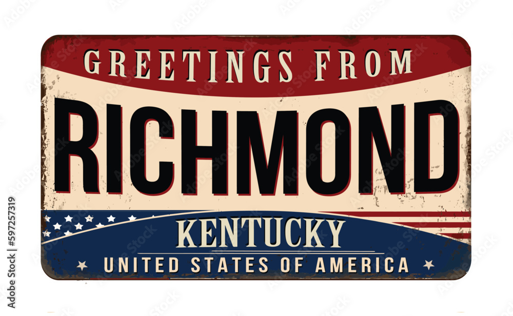 Greetings from Richmond vintage rusty metal sign
