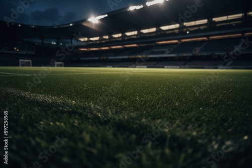 Sports venue with grass playing surface. Generative AI