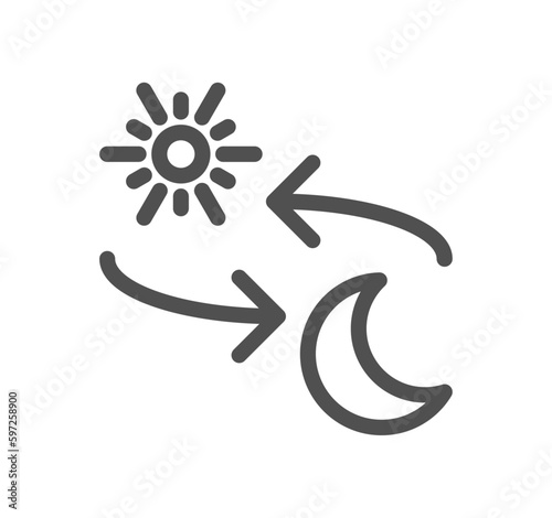 Four seasons and day parts related icon outline and linear vector.