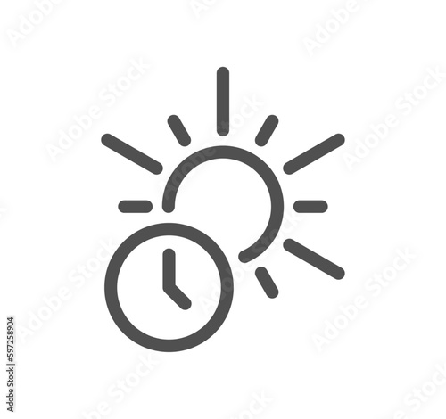 Four seasons and day parts related icon outline and linear vector.