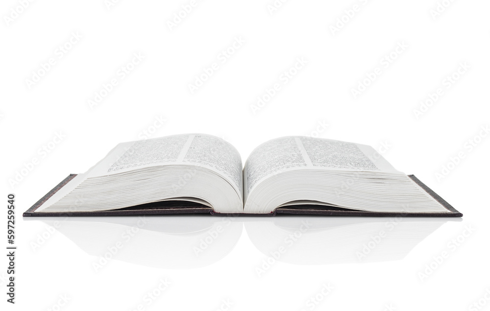 Open book close up isolated on a white background Open book close up isolated on a white background