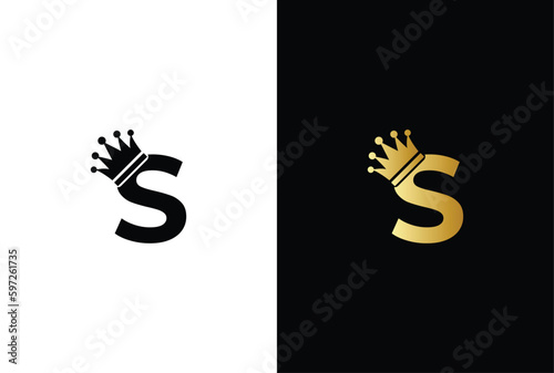 initial letter S crown logo, king royal brand company logo design vector template