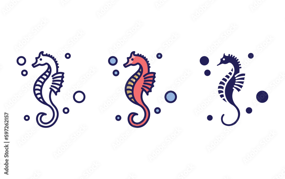 Obraz premium Sea horse vector icon