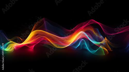 a illustrations of colored energies, vibrations of the sound of music, light waves
