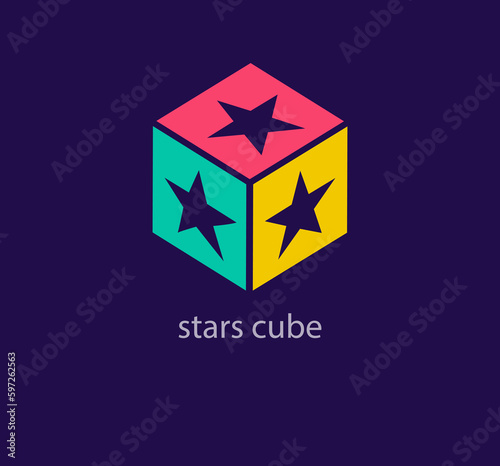 Free Download Creative stars cube logo. Unique design color transitions. Custom success center logo template. vector. - GFXLoad