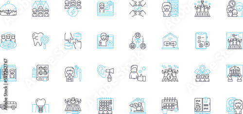 User Experience linear icons set. Empathy, Intuitive, Navigation, Interaction, Feedback, Frustration, Conversion line vector and concept signs. Usability,Accessibility,Satisfaction Generative AI photo