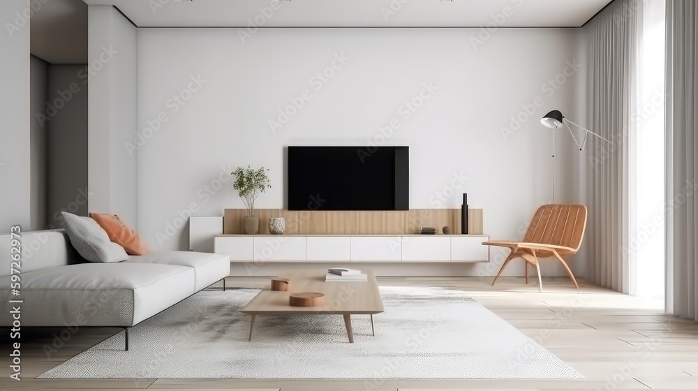 Fototapeta premium Texture and Layers: Adding Depth to Your White Living Room