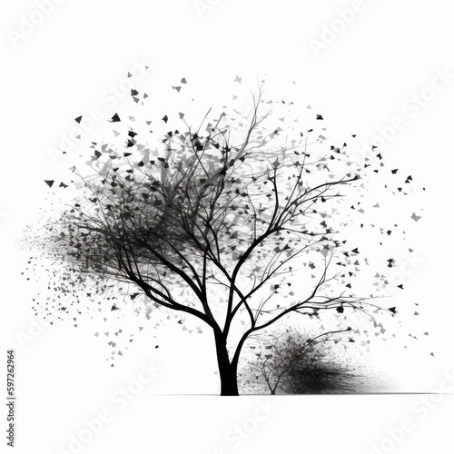 Dogwood tree silhouette white background © Enea