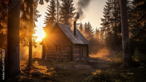 Golden Hour Bliss: The Magic of a Wood Cabin Retreat