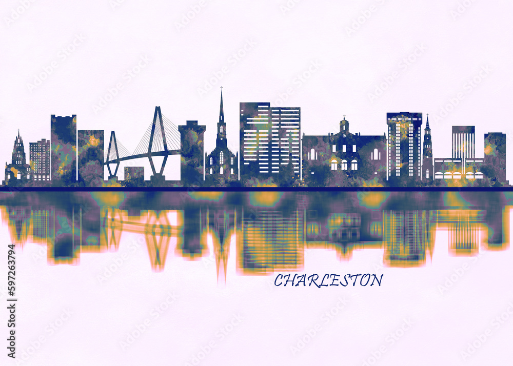 Fototapeta premium Charleston South Carolina. Cityscape Skyscraper Buildings Landscape City Background Modern Architecture Downtown Abstract Landmarks Travel Business Building View Corporate