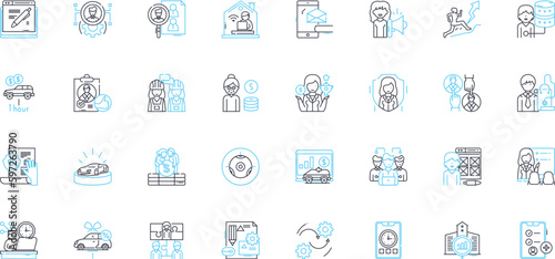 Occupation and Vitae linear icons set. Qualifications, Experience, Skills, Education, Achievements, Expertise, Professionalism line vector and concept signs. Generative AI