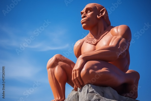 The statue of the powerful Hanuman 3d render