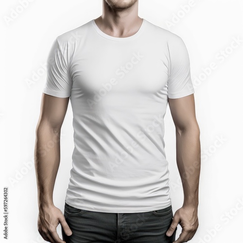 Fashionable Men's Wear: White T-Shirt Mockup for Clothing Display