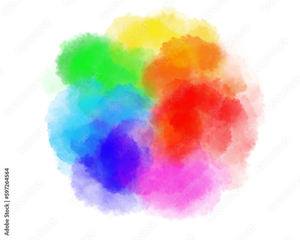 Abstract watercolor hand painted background. Colorfully wet rainbow with white background.